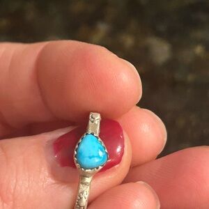 Turquoise Sterling Silver stamped Ring, size 8